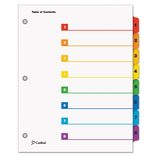 Onestep Printable Table Of Contents And Dividers, 8-tab, 1 To 8, 11 X 8.5, White, Assorted Tabs, 1 Set