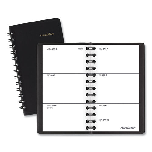 Weekly Planner, 4.5 X 2.5, Black Cover, 12-month (jan To Dec): 2024