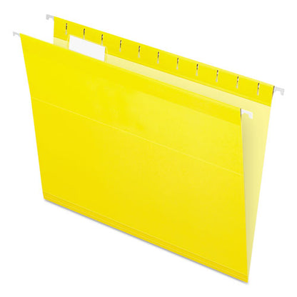 Colored Reinforced Hanging Folders, Letter Size, 1/5-cut Tabs, Yellow, 25/box