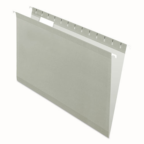 Colored Reinforced Hanging Folders, Legal Size, 1/5-cut Tabs, Gray, 25/box