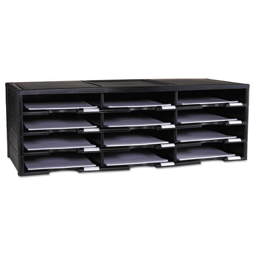 Storex Literature Organizer, 12 Compartments, 10.63 X 13.3 X 31.4, Black