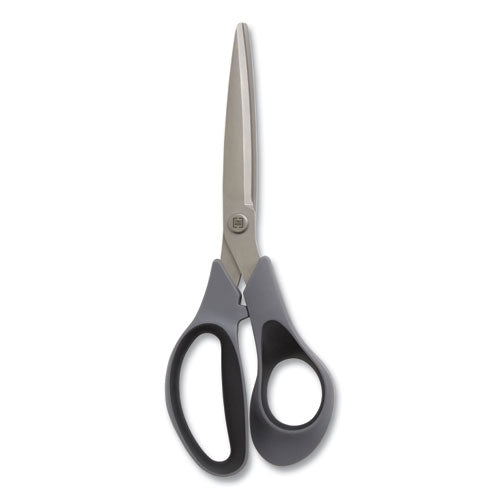 Non-stick Titanium-coated Scissors, 8" Long, 3.86" Cut Length, Gun-metal Gray Blades, Gray/black Straight Handle