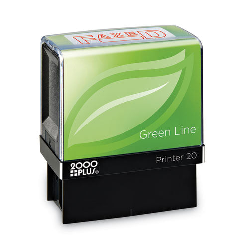 Green Line Message Stamp, Faxed, 1.5 X 0.56, Red