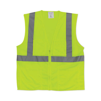 Ansi Class 2 Four Pocket Zipper Safety Vest, Polyester Mesh, 2x-large, Hi-viz Lime Yellow