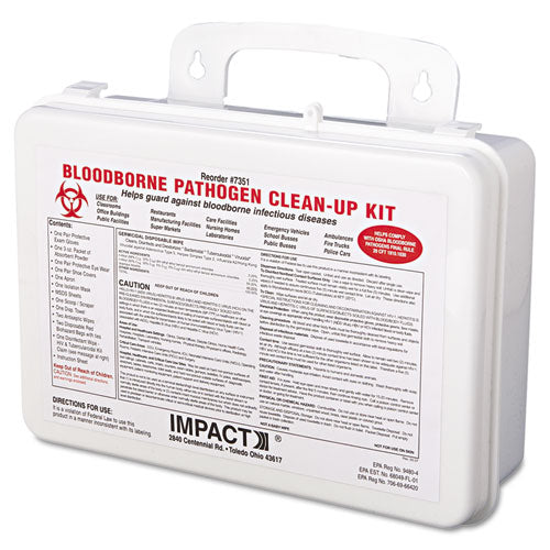 Bloodborne Pathogen Cleanup Kit, 10 X 7 X 2.5, Osha Compliant, Plastic Case