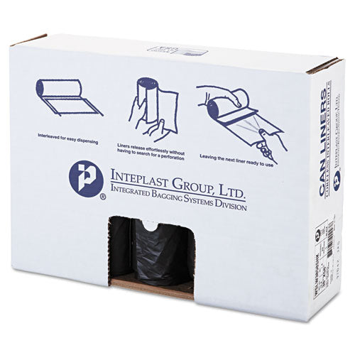 Low-density Commercial Can Liners, Coreless Interleaved Roll, 60 Gal, 1.4 Mil, 38" X 58", Black, 20 Bags/roll, 5 Rolls/carton