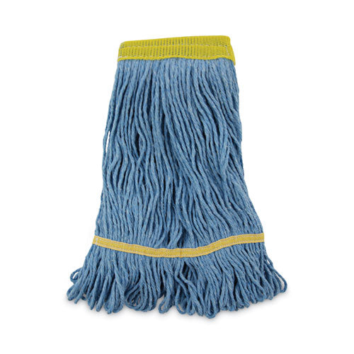 Super Loop Wet Mop Head, Cotton/synthetic Fiber, 5" Headband, Small Size, Blue, 12/carton