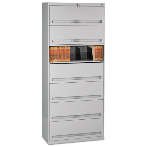 Fixed Shelf Enclosed-format Lateral File For End-tab Folders, 7 Legal/letter File Shelves, Light Gray, 36" X 16.5" X 87"