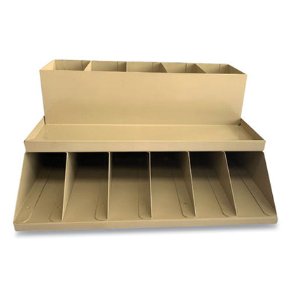 Coin Wrapper And Bill Strap 2-tier Rack, 11 Compartments, 9.38 X 8.13 4.63, Plastic, Pebble Beige