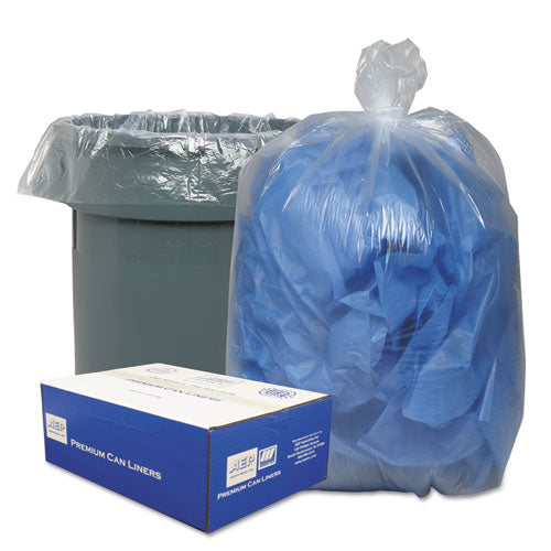 Linear Low-density Can Liners, 45 Gal, 0.63 Mil, 40" X 46", Clear, 25 Bags/roll, 10 Rolls/carton