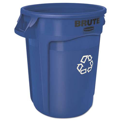 Brute Recycling Container, 32 Gal, Polyethylene, Blue