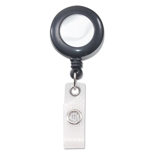 Deluxe Retractable Id Reel With Badge Holder, 24" Extension, Black, 12/box