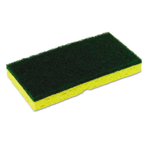 Medium-duty Scrubber Sponge, 3.13 X 6.25, 0.88 Thick, Yellow/green, 5/pack, 8 Packs/carton