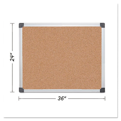 Value Cork Bulletin Board With Aluminum Frame, 24 X 36, Tan Surface, Silver Aluminum Frame