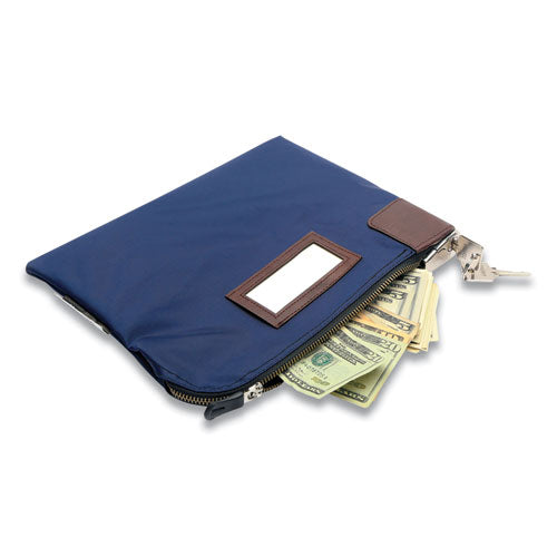 Key Lock Deposit Bag With 2 Keys, Vinyl, 1.2 X 11.2 X 8.7,  Navy Blue