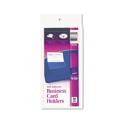 Self-adhesive Top-load Business Card Holders, Top Load, 3.5 X 2, Clear, 10/pack