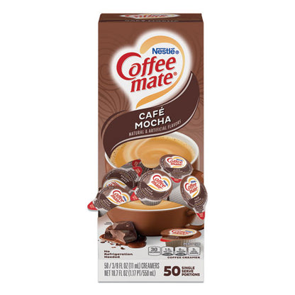 Liquid Coffee Creamer, Cafe Mocha, 0.38 Oz Mini Cups, 50/box