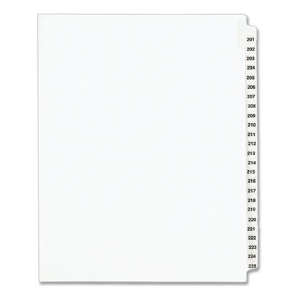 Preprinted Legal Exhibit Side Tab Index Dividers, Avery Style, 25-tab, 201 To 225, 11 X 8.5, White, 1 Set, (1338)