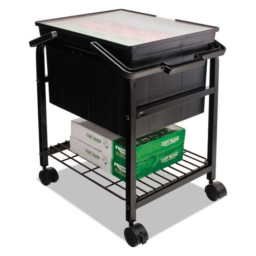 Heavy-duty File Shuttle, Metal, 1 Shelf, 17.13" X 14.25" X 20", Black