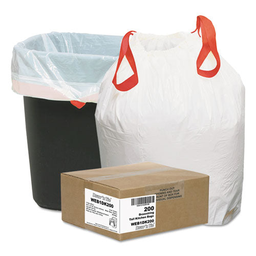 Heavy-duty Trash Bags, 13 Gal, 0.9 Mil, 24.5" X 27.38", White, 50 Bags/roll, 4 Rolls/box