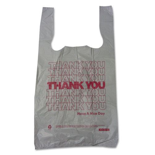 Plastic Thank-you T-sack, 2 Mil, 4" X 15", White, 2,000/carton