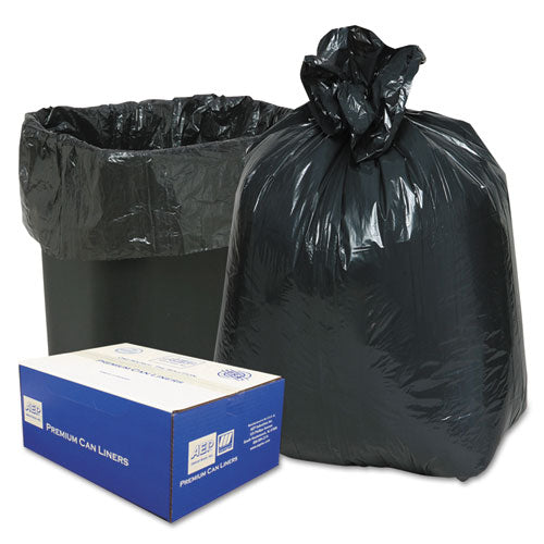 Linear Low-density Can Liners, 10 Gal, 0.6 Mil, 24" X 23", Black, 25 Bags/roll, 20 Rolls/carton