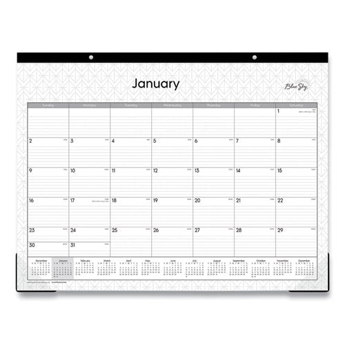 Enterprise Desk Pad, Geometric Artwork, 22 X 17, White/gray Sheets, Black Binding, Clear Corners, 12-month (jan-dec): 2024