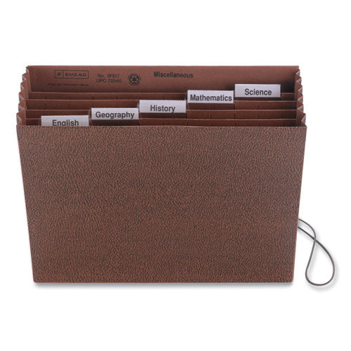Six-pocket Subject File With Insertable Tabs, 5.25" Expansion, 6 Sections, Elastic Cord, 1/5-cut Tabs, Letter Size, Redrope