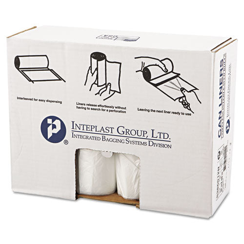 High-density Commercial Can Liners, 60 Gal, 12 Mic, 38" X 60", Clear, 25 Bags/roll, 8 Interleaved Rolls/carton