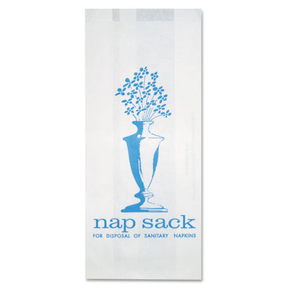 Nap Sack Sanitary Disposal Bags, 4" X 9", White, 1,000/carton