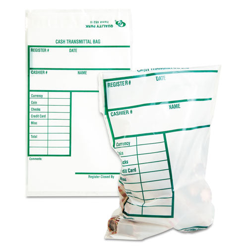 Cash Transmittal Bags, Printed Info Block, 6 X 9, Clear, 100/pack