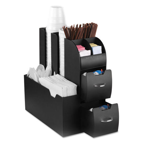 Coffee Condiment Caddy Organizer, 10 Compartments, 5.4 X 11 X 12.6, Black