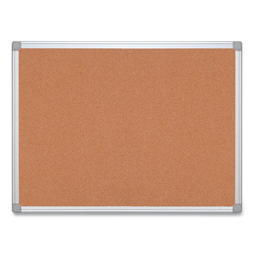 Earth Cork Board, 36 X 24, Tan Surface, Silver Aluminum Frame