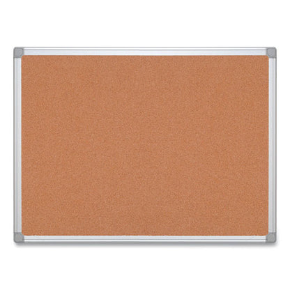 Earth Cork Board, 36 X 24, Tan Surface, Silver Aluminum Frame
