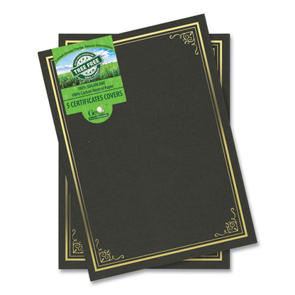 Certificate/document Cover, 9.75" X 12.5", Black With Gold Foil, 5/pack