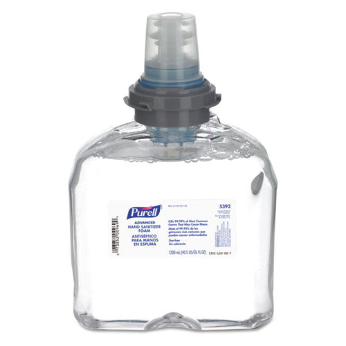 Advanced Hand Sanitizer Tfx Refill, Foam, 1,200 Ml, Unscented, 2/carton