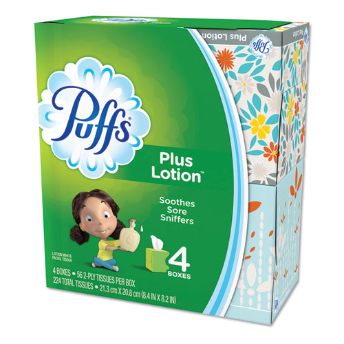 Plus Lotion Facial Tissue, 2-ply, White, 56 Sheets/box, 24 Boxes/carton