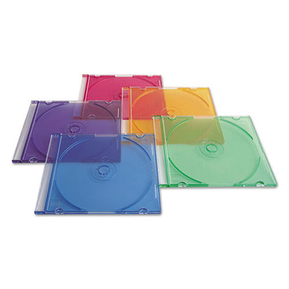 Cd/dvd Slim Case, Assorted Colors, 50/pack