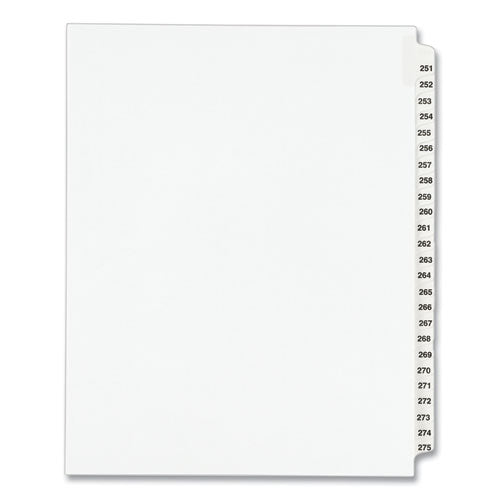 Preprinted Legal Exhibit Side Tab Index Dividers, Avery Style, 25-tab, 251 To 275, 11 X 8.5, White, 1 Set, (1340)