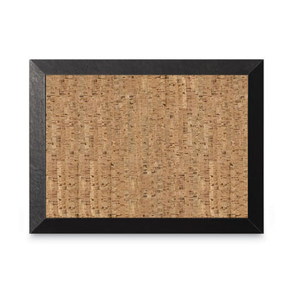 Natural Cork Bulletin Board, 36 X 24, Tan Surface, Black Wood Frame