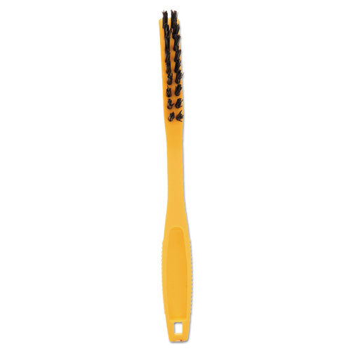 Synthetic-fill Tile And Grout Brush, Black Plastic Bristles, 2.5" Brush, 8.5" Yellow Plastic Handle