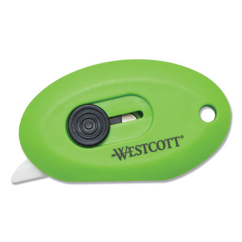 Compact Safety Ceramic Blade Box Cutter, Retractable Blade, 0.5" Blade, 2.5" Plastic Handle, Green