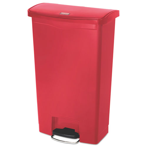 Streamline Resin Step-on Container, Front Step Style, 18 Gal, Polyethylene, Red