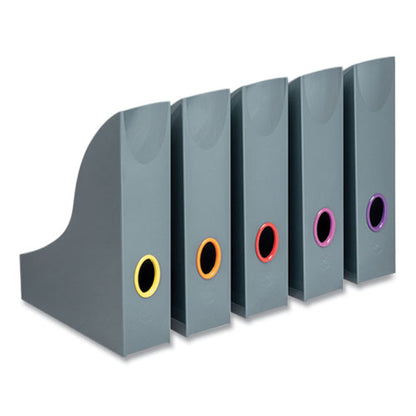 Varicolor Plastic Magazine Racks, 2.88w X 9.5d X 12h, Gray/multicolor, 5/pack