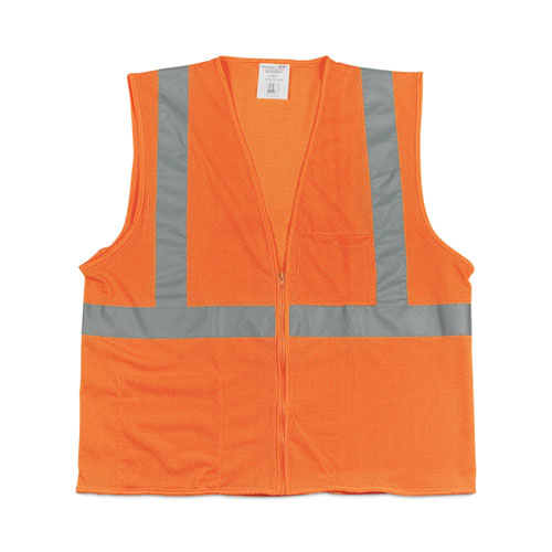 Zipper Safety Vest, Large, Hi-viz Orange