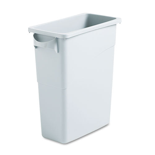 Slim Jim Waste Container With Handles, 15.9 Gal, Plastic, Light Gray