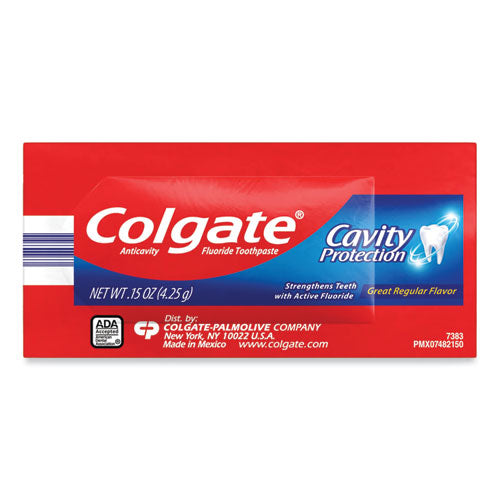 Cavity Protection Toothpaste, Regular Flavor, 0.15 Oz Sachet, 1,000/carton