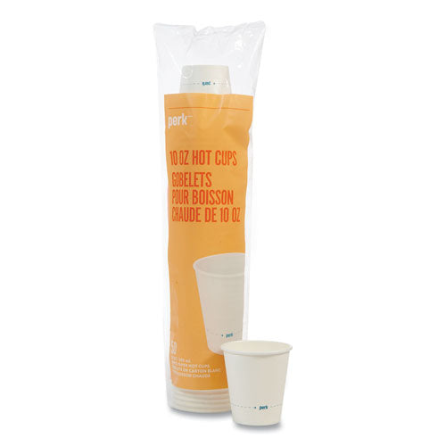 White Paper Hot Cups, 10 Oz, 50/pack