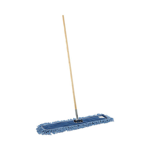 Dry Mopping Kit, 36 X 5 Blue Blended Synthetic Head, 60" Natural Wood/metal Handle