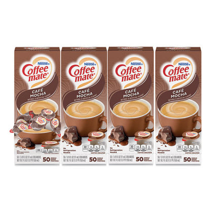 Liquid Coffee Creamer, Cafe Mocha, 0.38 Oz Mini Cups, 50/box, 4 Boxes/carton, 200 Total/carton